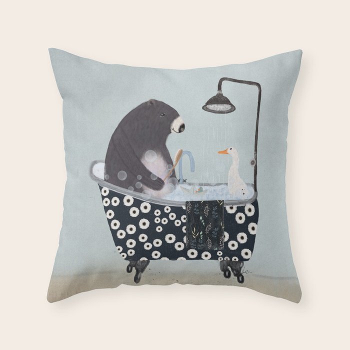 bath time Throw Pillow Gallery Image 1