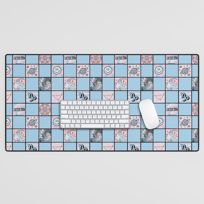 Capricorn Checkered Print Desk Mat Gallery Image 1