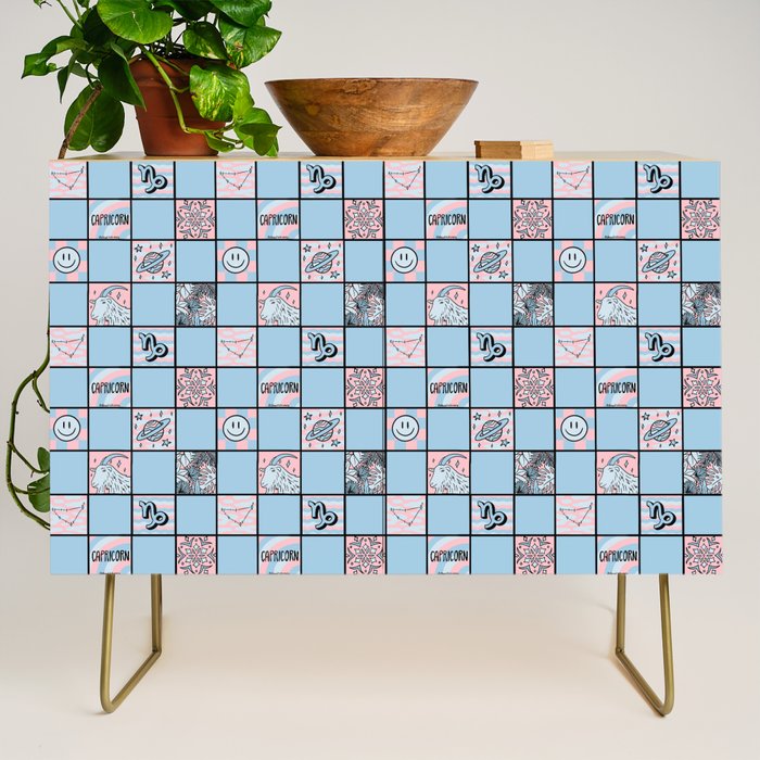 Capricorn Checkered Print Credenza Gallery Image 1
