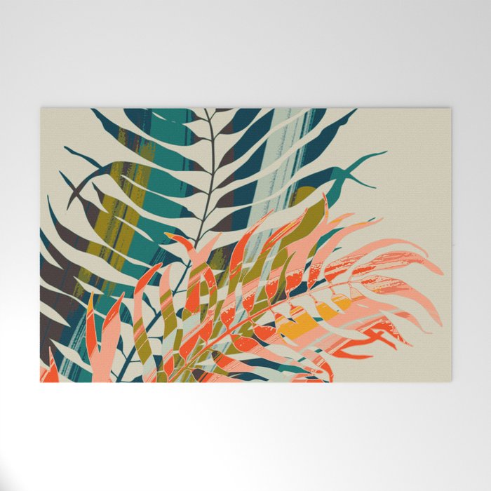 colorful palm leaves Welcome Mat Gallery Image 1