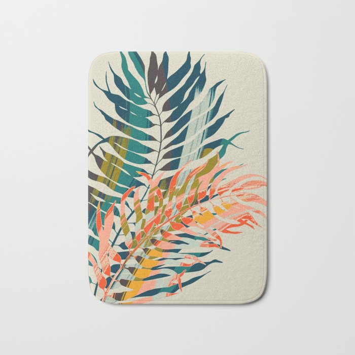 colorful palm leaves Bath Mat Gallery Image 1