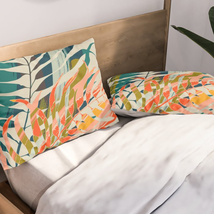 colorful palm leaves Pillow Sham Gallery Image 2