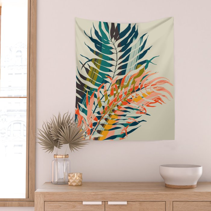 colorful palm leaves Wall Tapestry Gallery Image 2