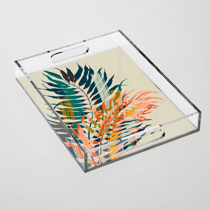 colorful palm leaves Acrylic Tray Gallery Image 1