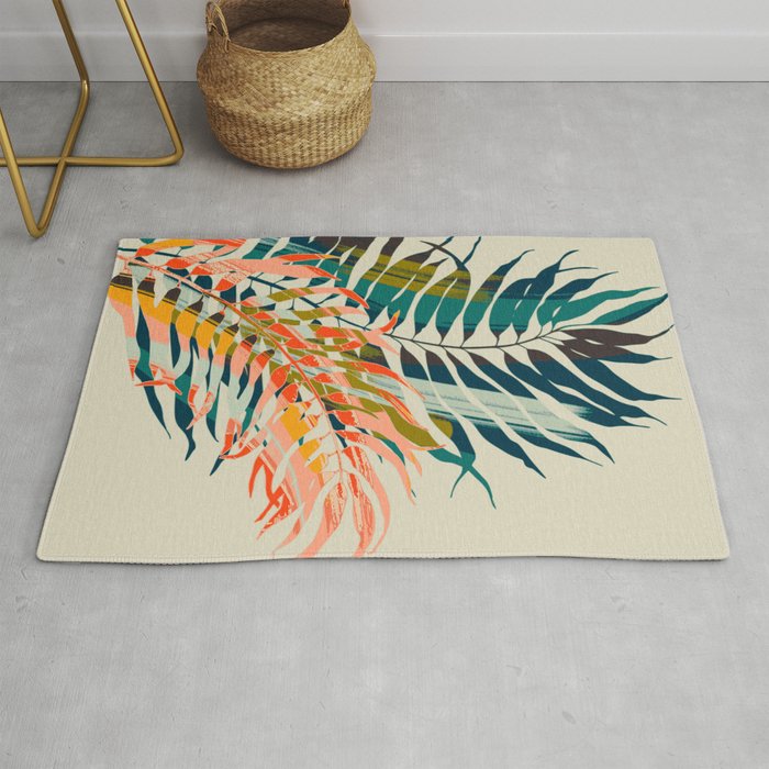 colorful palm leaves Rug Gallery Image 1