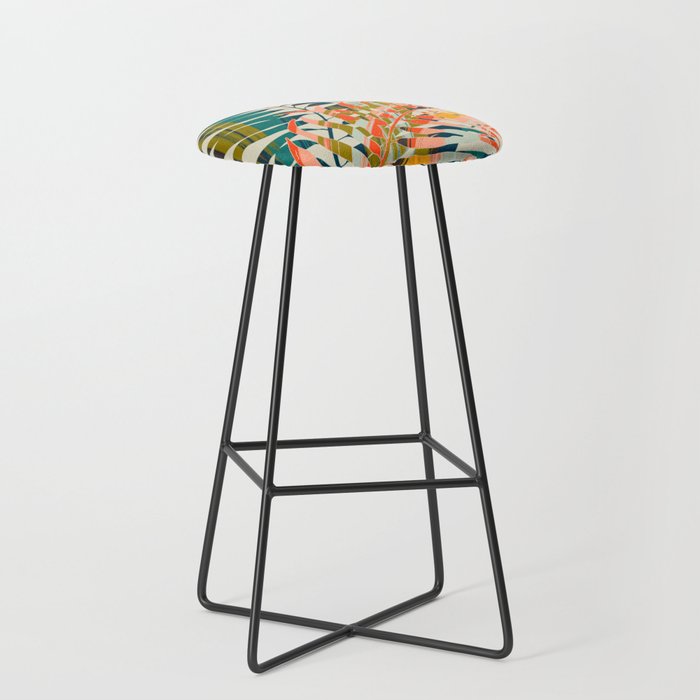 colorful palm leaves Stool Gallery Image 1