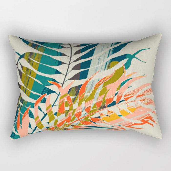 colorful palm leaves Rectangular Pillow Gallery Image 1