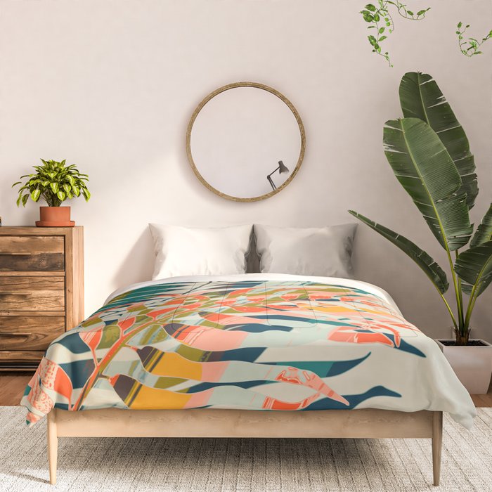 colorful palm leaves Comforter Gallery Image 3