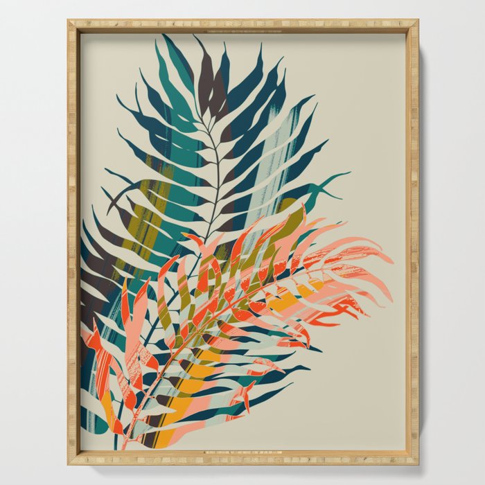 colorful palm leaves Serving Tray Gallery Image 1
