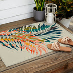 colorful palm leaves Outdoor Rug Gallery Image 2