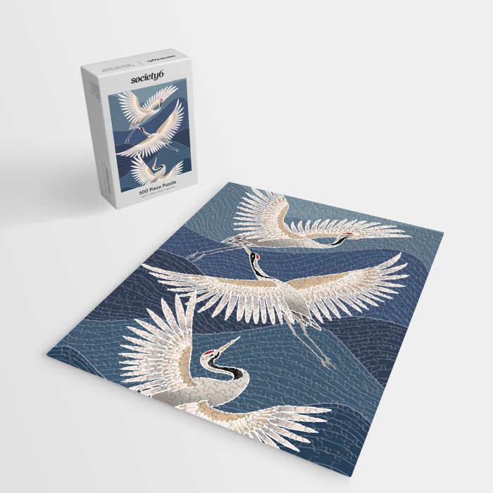 cranes, asian style art Jigsaw Puzzle Gallery Image 2