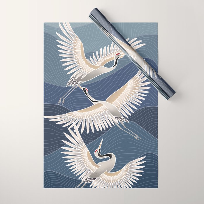 cranes, asian style art Wrapping Paper Gallery Image 1