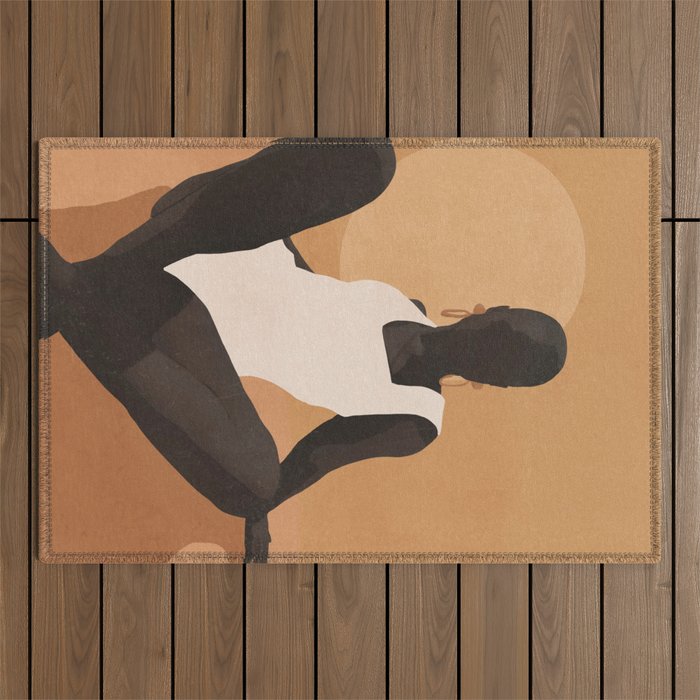 Minimal Abstract Art Sunset Girl 4 Outdoor Rug Gallery Image 1
