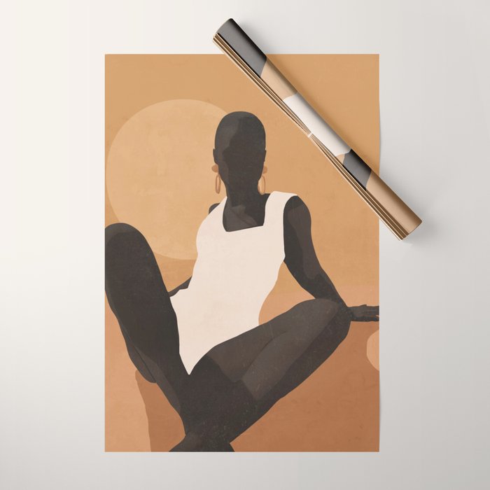 Minimal Abstract Art Sunset Girl 4 Wrapping Paper Gallery Image 1