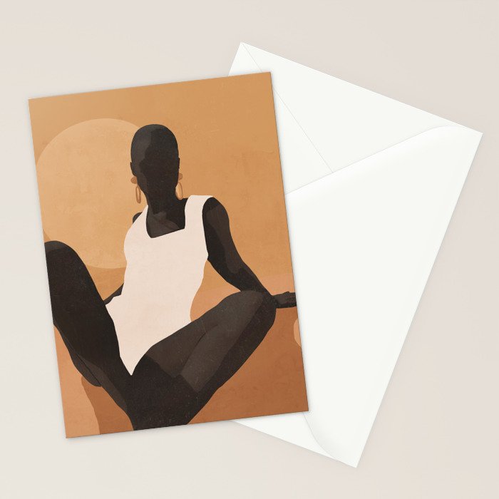 Minimal Abstract Art Sunset Girl 4 Stationery Card Gallery Image 2