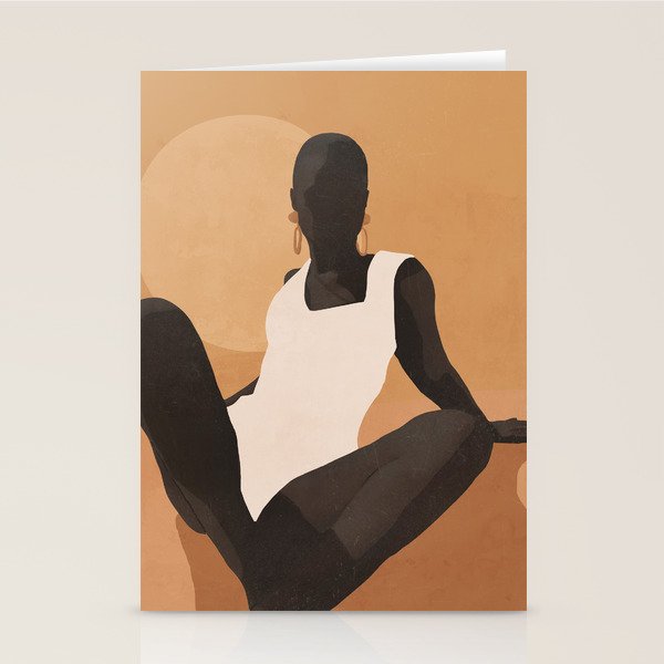 Minimal Abstract Art Sunset Girl 4 Stationery Card Gallery Image 1
