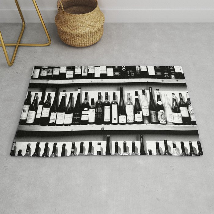 Wine Bottles in Black And White #decor #society6 #buyart Rug Gallery Image 1