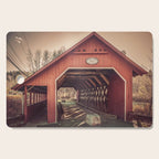 Creamery Covered Bridge Battleboro Vermont Red Historic Romantic Enclosure  Cutting Board Gallery Image 1