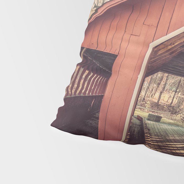 Creamery Covered Bridge Battleboro Vermont Red Historic Romantic Enclosure  Pillow Sham Gallery Image 4
