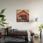 Creamery Covered Bridge Battleboro Vermont Red Historic Romantic Enclosure  Wood Wall Art Gallery Image 2