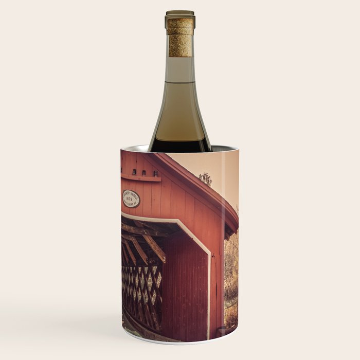 Creamery Covered Bridge Battleboro Vermont Red Historic Romantic Enclosure  Wine Chiller Gallery Image 3