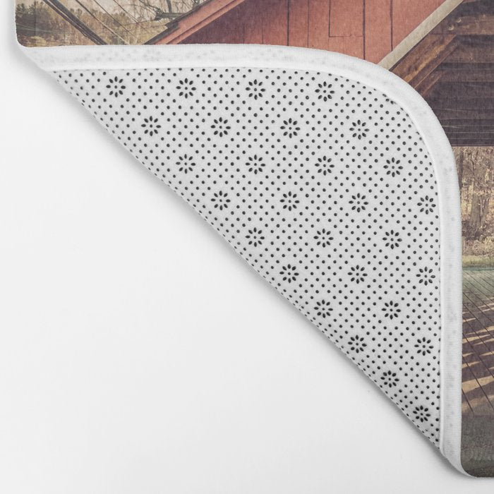 Creamery Covered Bridge Battleboro Vermont Red Historic Romantic Enclosure  Bath Mat Gallery Image 2
