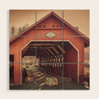 Creamery Covered Bridge Battleboro Vermont Red Historic Romantic Enclosure  Wood Wall Art Gallery Image 1