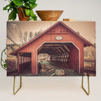 Creamery Covered Bridge Battleboro Vermont Red Historic Romantic Enclosure  Credenza Gallery Image 1