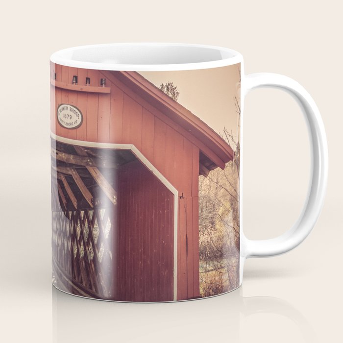 Creamery Covered Bridge Battleboro Vermont Red Historic Romantic Enclosure  Coffee Mug Gallery Image 1