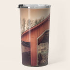 Creamery Covered Bridge Battleboro Vermont Red Historic Romantic Enclosure  Travel Mug Gallery Image 3