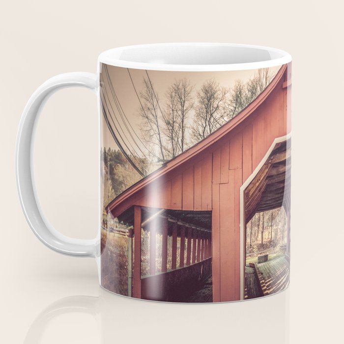 Creamery Covered Bridge Battleboro Vermont Red Historic Romantic Enclosure  Coffee Mug Gallery Image 3