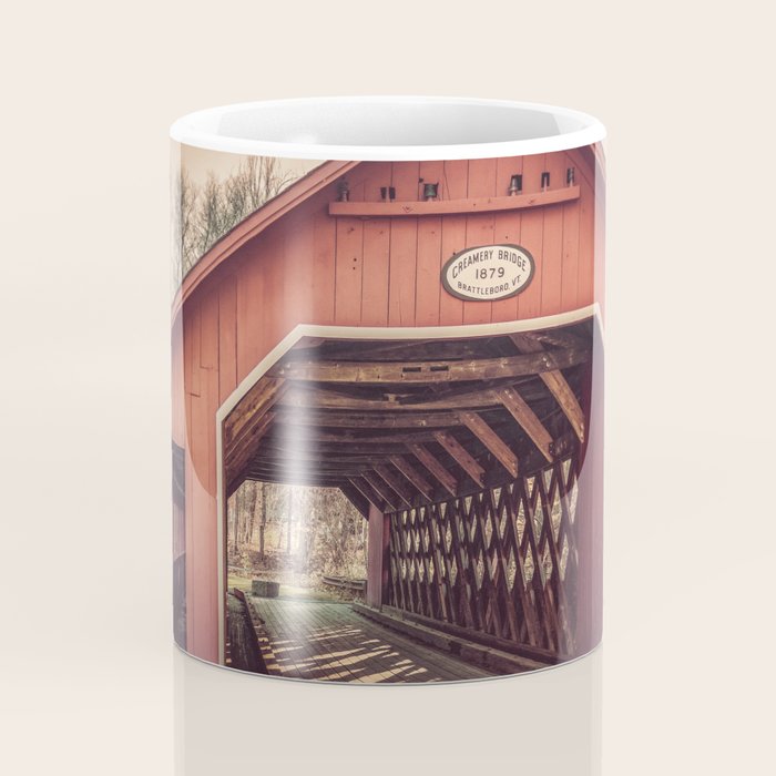 Creamery Covered Bridge Battleboro Vermont Red Historic Romantic Enclosure  Coffee Mug Gallery Image 4