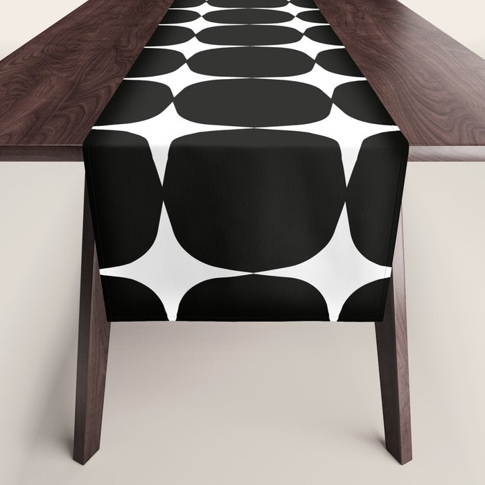 Retro '50s Shapes in Black and White Table Runner Gallery Image 1
