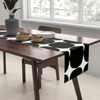 Retro '50s Shapes in Black and White Table Runner Gallery Image 2
