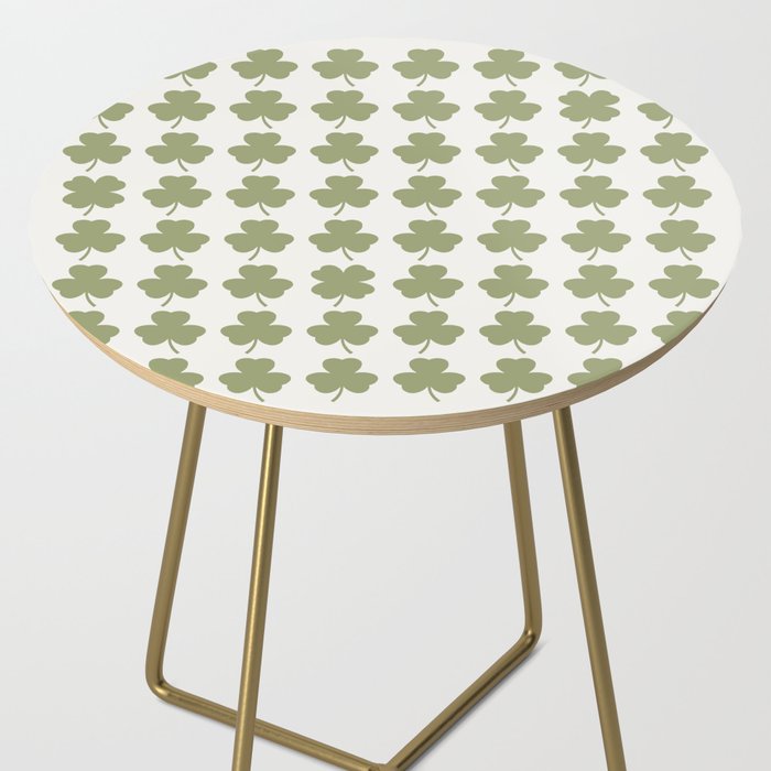 Clovers XXVII Natural Green Botanical Pattern Side Table Gallery Image 2