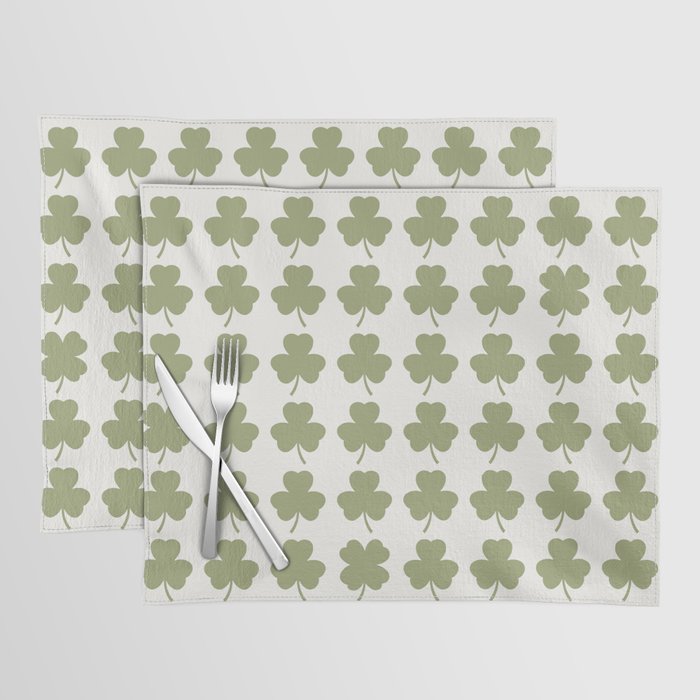 Clovers XXVII Natural Green Botanical Pattern Placemat Gallery Image 1