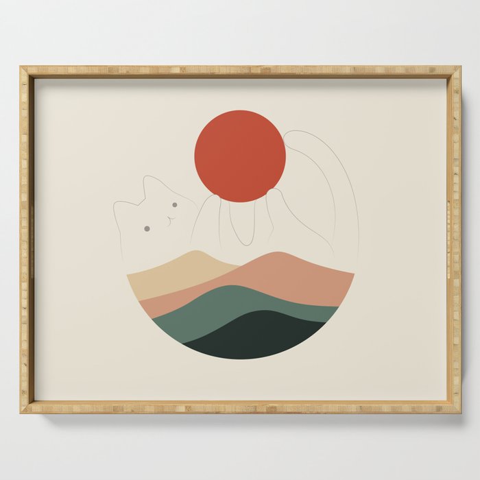 Cat Landscape 137: Holding up the Sun for you Serving Tray Gallery Image 1
