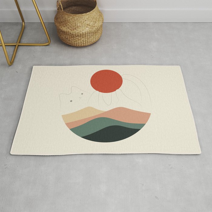 Cat Landscape 137: Holding up the Sun for you Rug Gallery Image 1