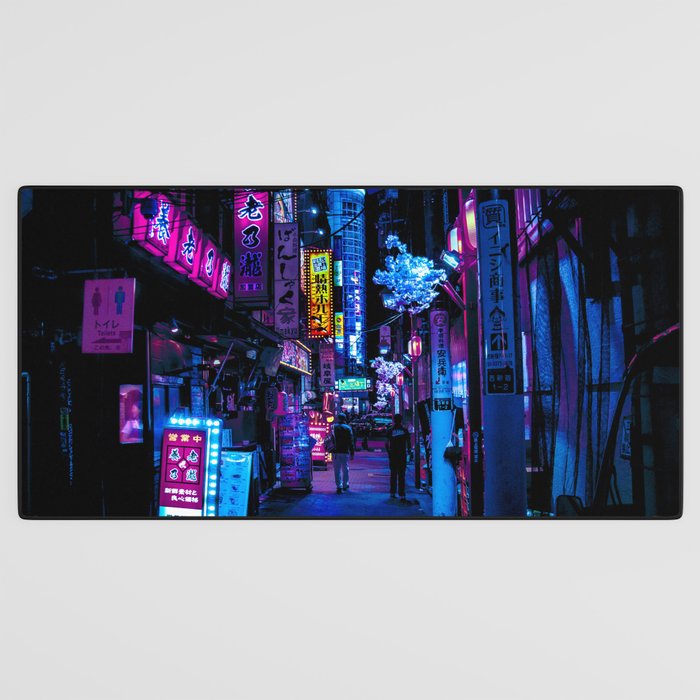 Tokyo's Moody Blue Vibes Desk Mat Gallery Image 3