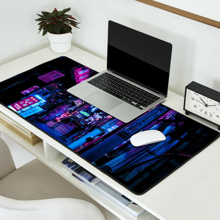 Tokyo's Moody Blue Vibes Desk Mat Gallery Image 2