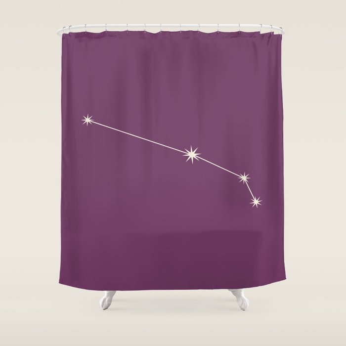 Aries Zodiac Star Constellation Line Art Mauve Purple Shower Curtain Gallery Image 1
