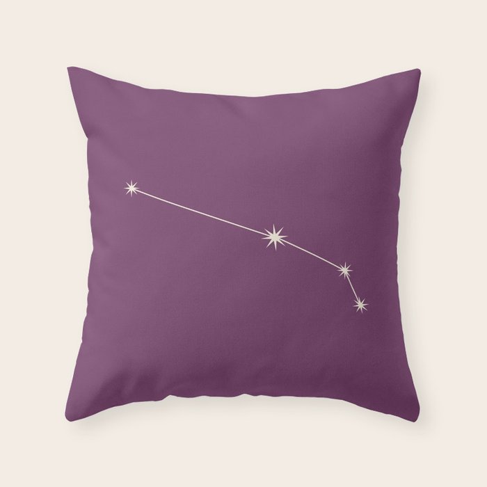 Aries Zodiac Star Constellation Line Art Mauve Purple Throw Pillow Gallery Image 1