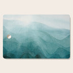 Sunrise in the mountains, dawn, teal, abstract watercolor Cutting Board Gallery Image 1