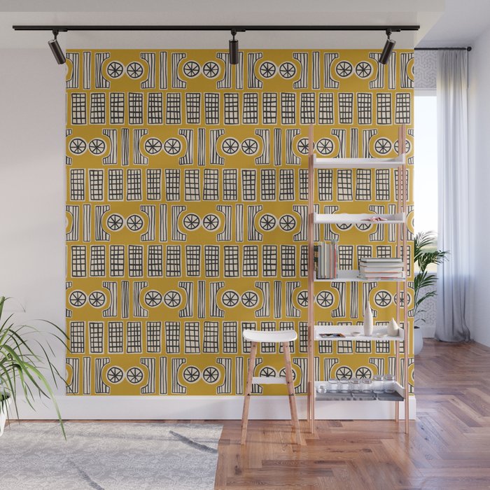 Handcut Geometry - Mustard Wall Mural Gallery Image 1