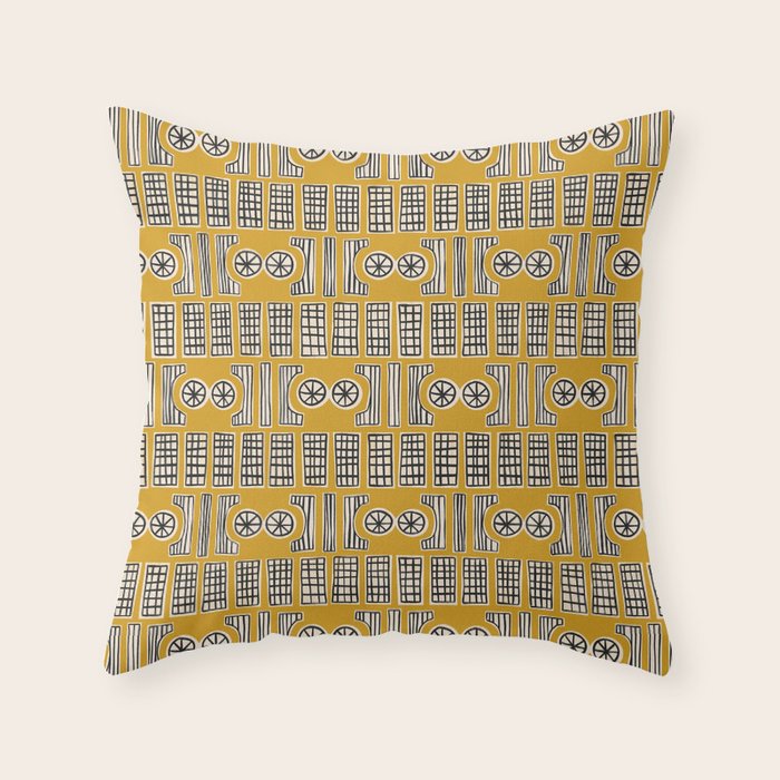 Handcut Geometry - Mustard Throw Pillow Gallery Image 6