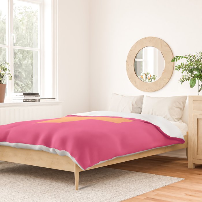 Swiss Cross Symbol in Pink and Orange Duvet Cover Gallery Image 2