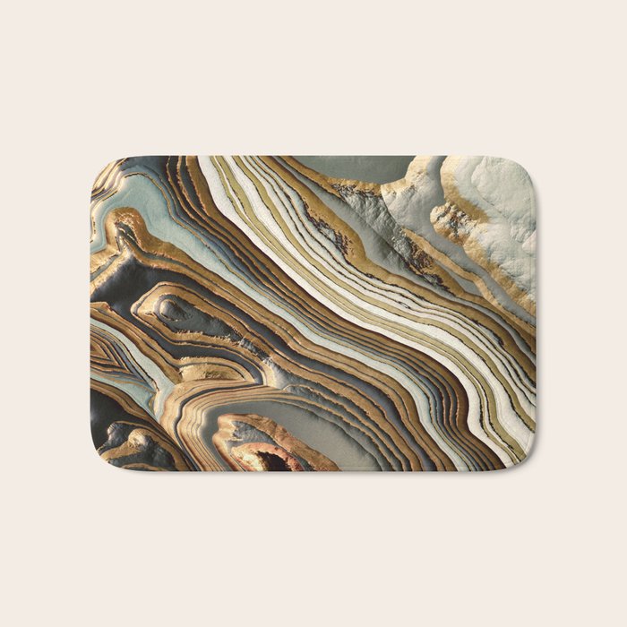White Gold Agate Abstract Bath Mat Gallery Image 1