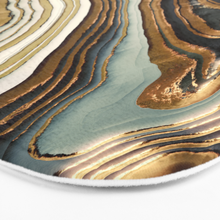 White Gold Agate Abstract Bath Mat Gallery Image 3