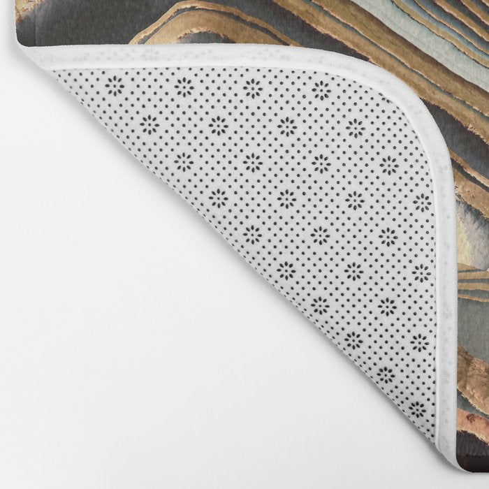 White Gold Agate Abstract Bath Mat Gallery Image 2