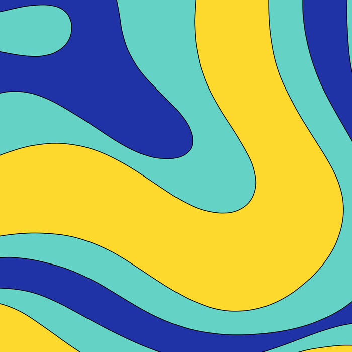 Modern Retro Liquid Swirl Funky Abstract Pattern Blue Aqua Yellow Coffee Mug Gallery Image 2